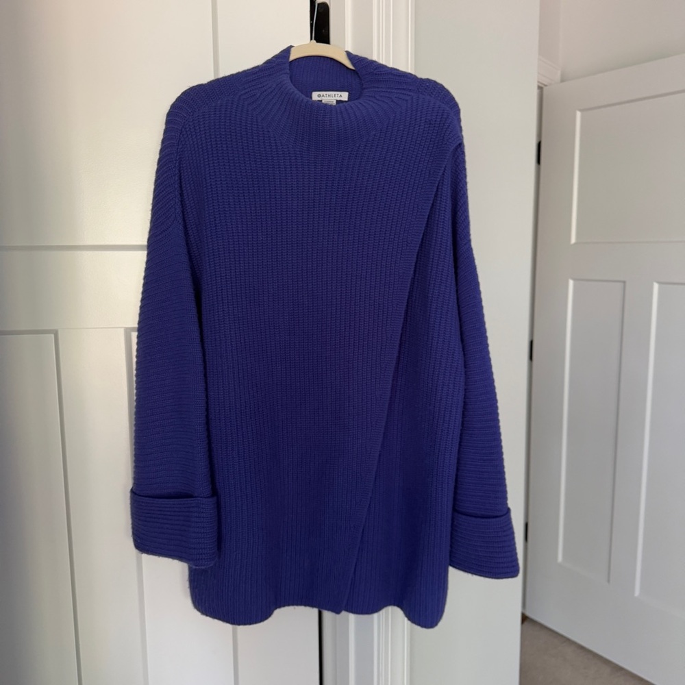 Athleta Wool Cashmere Azalea Sweater Noble purple Blue Mock-Neck Sweater - Picture 4 of 7
